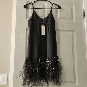 Rebecca Taylor Black Feathered Dress